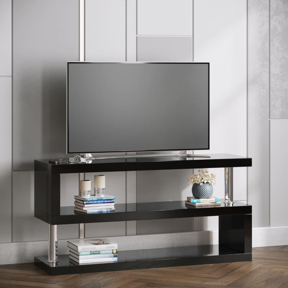 Miami Black Gloss Modern TV Stand Unit Hyde Park Furniture